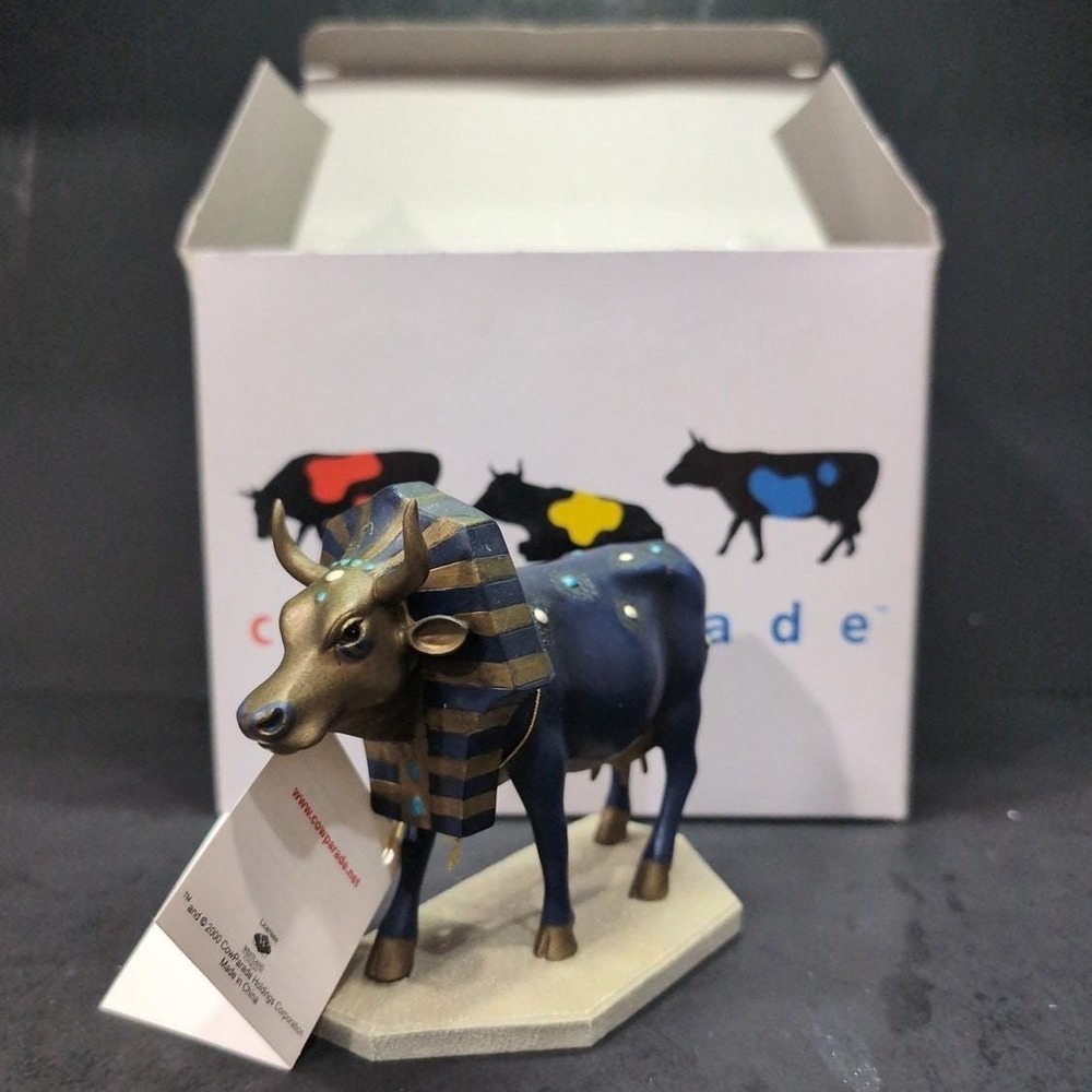 Westland Cow Parade Tutancowmon Figurine #9126 Blue Gold Egyptian Pharaoh